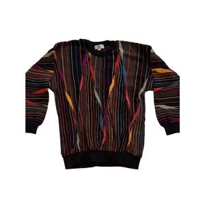 VTG Norm Thompson Tundra 3D Knit Mens L Coogi Style Sweater Art To Wear 90s